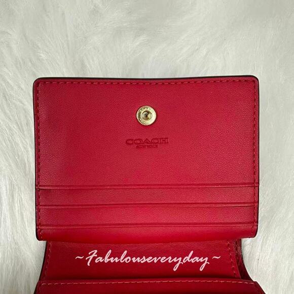 Coach Snap Wallet In Leather/Gold/True Red C2862 NWT - Picture 6 of 6